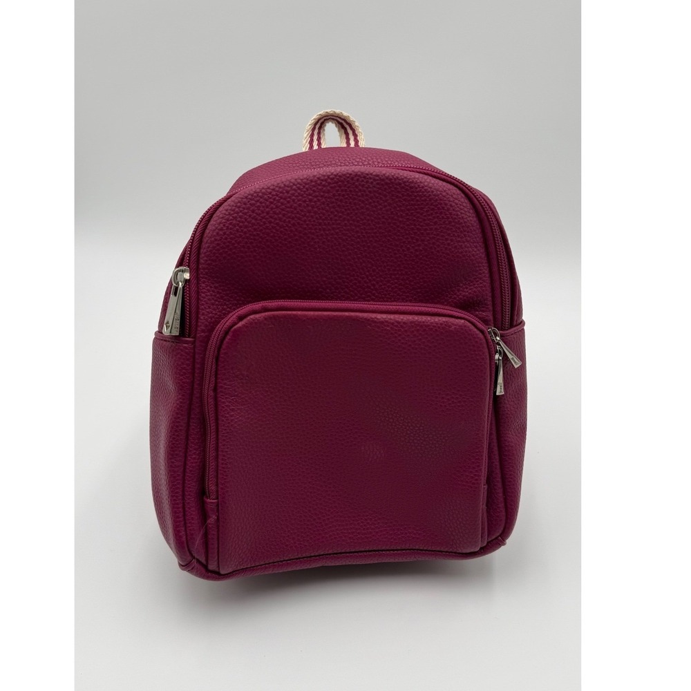 Jewell by Thirty-One Mini Backpack Berry Purple Faux Leather Striped Strap
